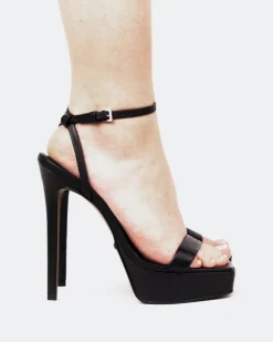 Women L'INTERVALLE Anguila, Black Leather/Cuir Noir