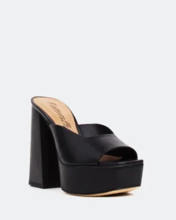 Women L'INTERVALLE Asador, Black Leather/Cuir Noir