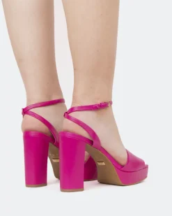 Women L'INTERVALLE Caicos, Fucshia Leather/Cuir Fucshia