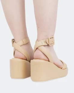 Women L'INTERVALLE Geralda, Camel Leather/Cuir Chameau