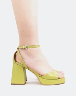 Women L'INTERVALLE Pujol, Green Leather/Cuir Vert