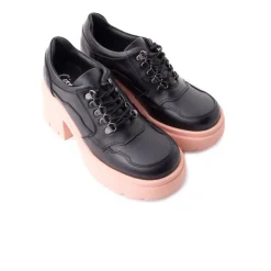 Women L'INTERVALLE Rowdy Black/Pink Leather