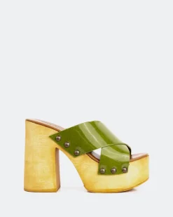 Women L'INTERVALLE Twist Green Leather